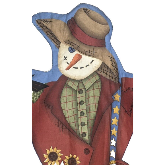 Autumn Scarecrow Wall Hanging Quilted Pumpkin Patch 41 x 27" - Picture 4 of 7